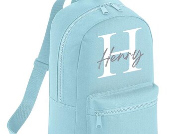 Personalised Pre School Bag With Name Initial Text, Your Name Backpack Gifts for Kids, Nursery Children Rucksack
