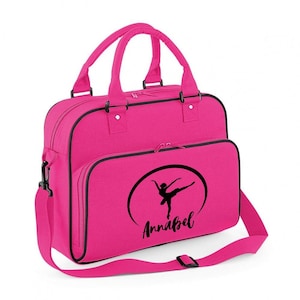 Personalised Dance Classes Bag for Girls, Custom Pink Gymnastics Ballet Shoulder Bag, Dancing Customised Gift with Name