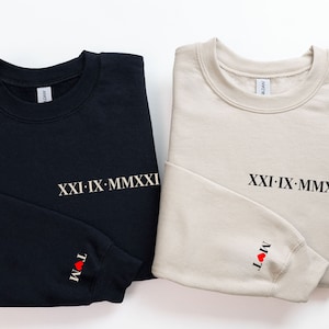 Custom Roman Numeral Sweatshirt Anniversary Gift Couples Gift Personalised Matching Couples Roman Numerical Jumper