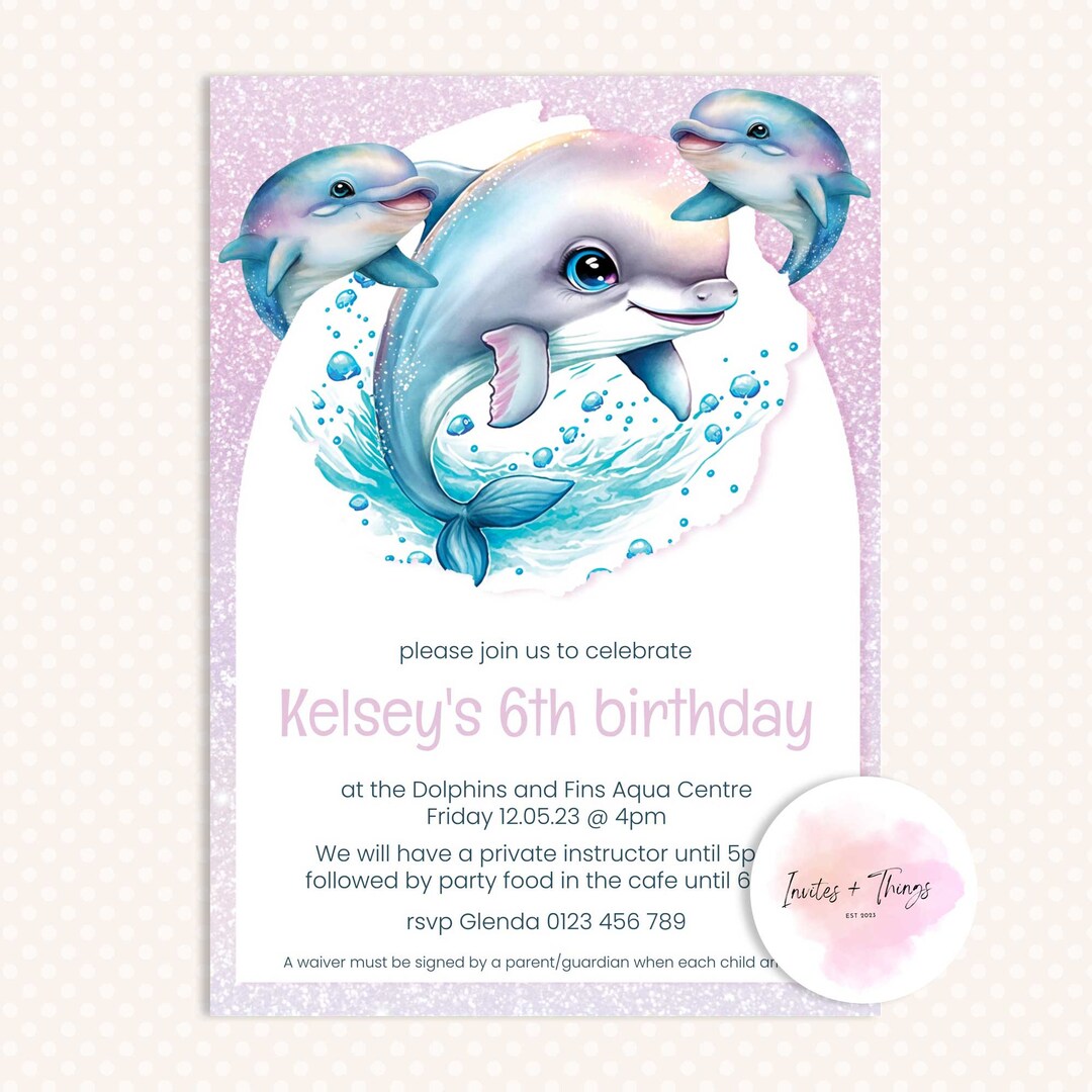 Dolphin Birthday Party Invitation Editable Dolphin Party - Etsy