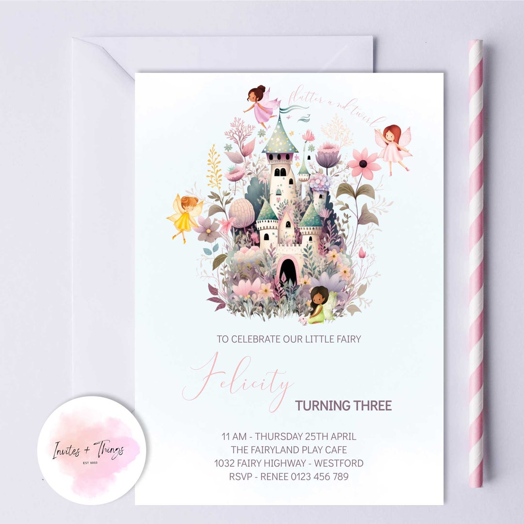 Magical Fairy Party Invitation DIY Fairy and Castle Birthday Party