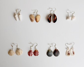 Seashells Earrings, Shell Dangle Earring, Scallop Earring, Calico Earring, Boho Jewelry, Beach Wedding, Ocean Jewelry, Florida Beach Jewelry