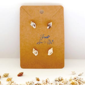 Tiny Nassa Seashell Stud Earrings Set, 2 Pairs Real Shell Studs, Stacking Beach Jewelry