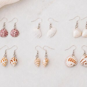 Authentic Florida Seashell Dangle Earrings, Real Shell Beach Jewelry, Gift for Sea Lovers