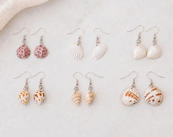 Authentic Florida Seashell Dangle Earrings, Real Shell Beach Jewelry, Gift for Sea Lovers