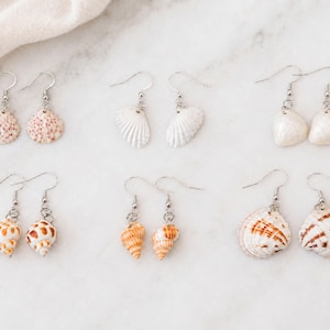 Authentic Florida Seashell Dangle Earrings, Real Shell Beach Jewelry, Gift for Sea Lovers