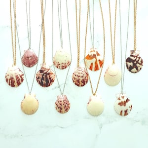 Calico Scallop Shells Jewelry, Unique Seashell Necklace, Dainty Seashell Necklace, Mermaid Necklace, Ocean Jewelry, Nautical Jewelry