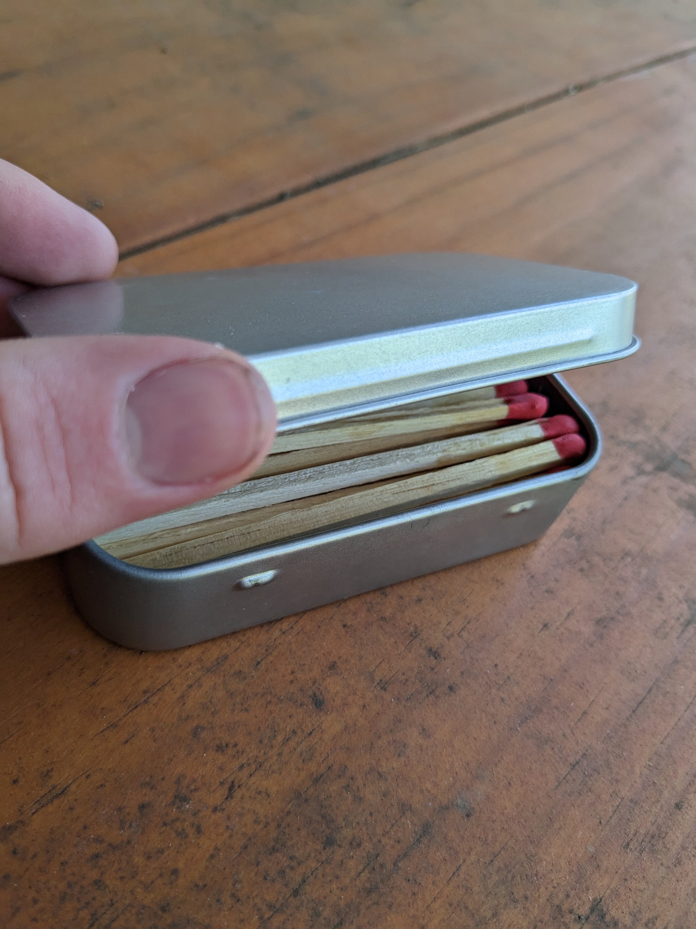 Reusable Match Tin Match Box With Striking Paper Underneath Approximately 40 Matches Etsy