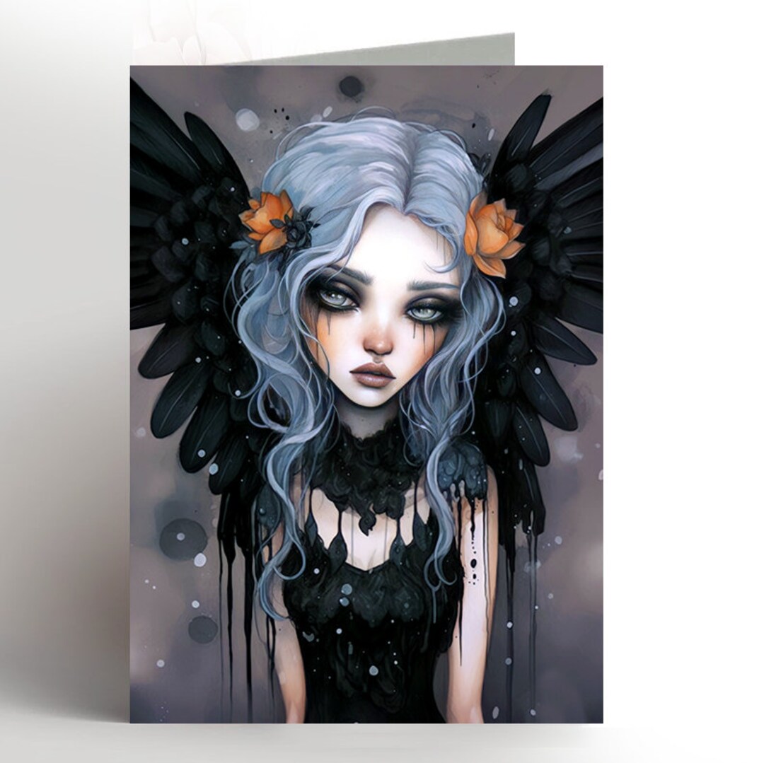 Gothic Birthday Card Gothic Greetings Card Angel Anniversary Dark