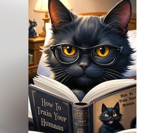 Cat birthday card, Cat owner card, Cat lover card, Cute cat card, black cat, cat greeting card. pet cat funny