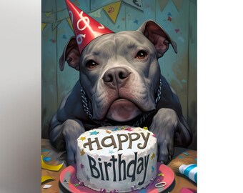 Grußkarte Mit Staffordshire Bull Terrier – Blanko Innen, Inkl. Umschlag, Personalisierbar