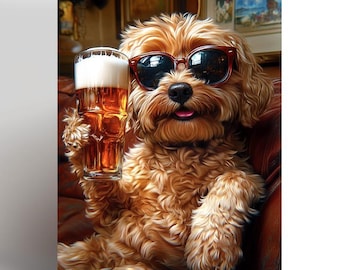 Cockapoo birthday card, Cockapoo Love, cockapoo greeting card, dog birthday card, birthday card, Card for her, beer, funny, pet