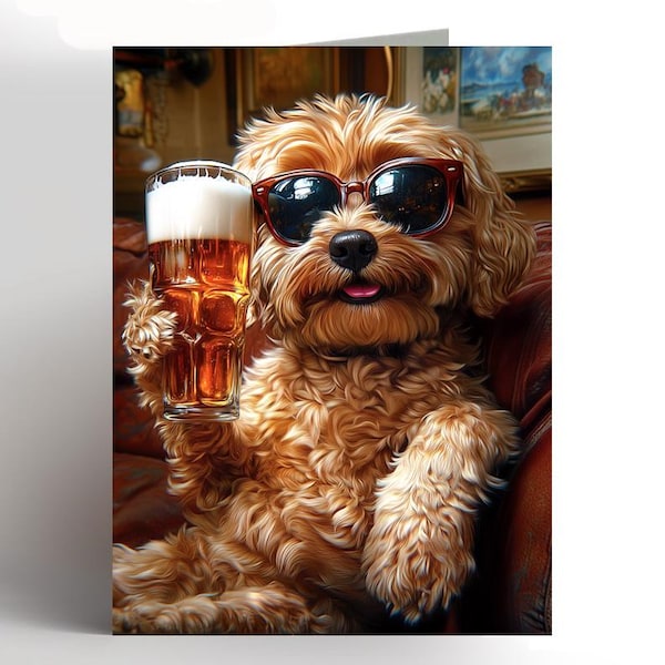 Cockapoo birthday card, Cockapoo Love, cockapoo greeting card, dog birthday card, birthday card, Card for her, beer, funny, pet