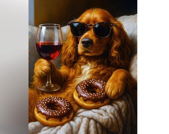Cocker Spaniel Birthday Card, Birthday Card, Spaniel card, Pet Dog Wine Funny