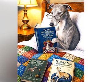 Funny Whippet Birthday Card, Whippet Dog Card, Dog Mum Card, Funny Dog Greeting Card, 7x5 Blank Inside