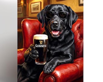 Black Labrador Retriever Card, birthday card, guinness, funny