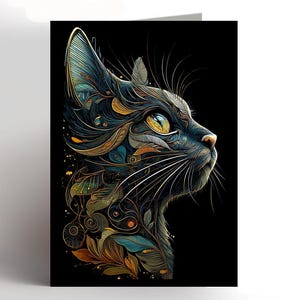 Cat birthday card, Cat owner card, Cat lover card, Cute cat card, Black cat card, Pet cat, Nature