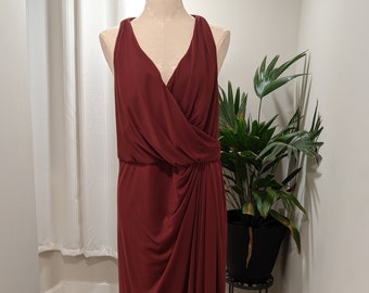 burgundy dress davids bridal Stunning Plum Satin Formal With Rhinestone Adornment Excellent Vintage Condition Large Size on-sale Looking for advice to Size:18 / xl-2xl