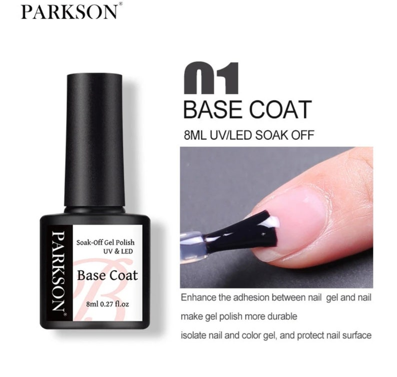 Parkson Base Coat or No Wipe Top Coat UV LED Lamp Soak off Semi