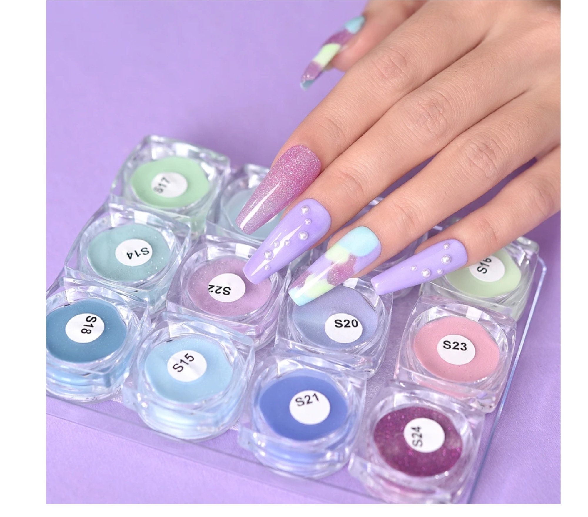 Mia Secret Acrylic Powder Glow in the Dark Collection 3D Nail Art 6 Colors  Set 