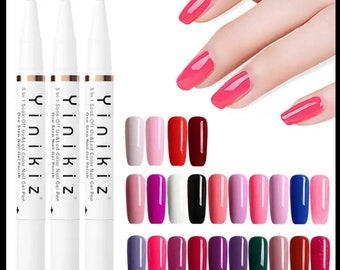 Yinikiz One Step 3 In 1 Nail Gel Polish Pen UV LED Semi Permanent Polish Soak Off Base Top Colour Coat All In One  Easy & Convenient To Use