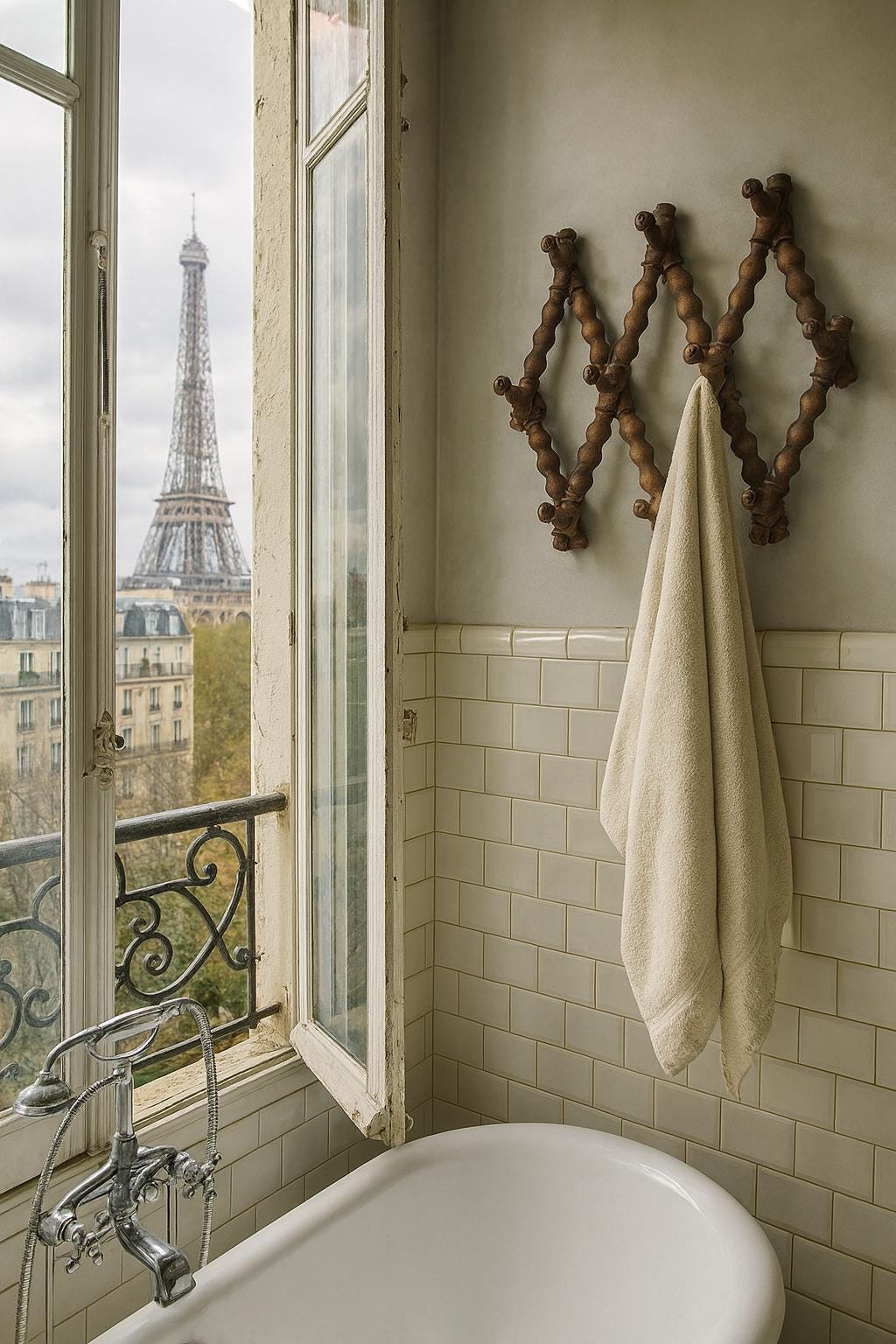 アンティークの木製壁掛けフック - 1900年頃の本物のフランスの魅力