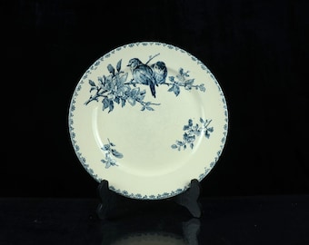 Belle assiette plate en terre de fer Sarreguemines modèle Favori en bleu (lot III)