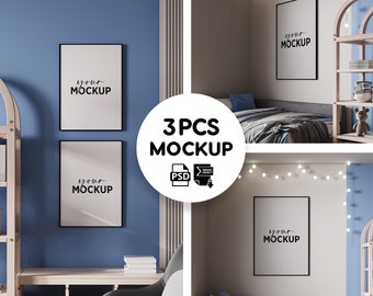 Mockupset tienerkamer: PSD-mockup met hoge resolutie (3 stuks)