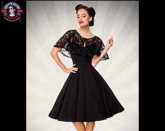 Embroidery Lace Retro 50s Full Circle Vintage Rockabella Vintage Swing Dress Retro dress with cape
