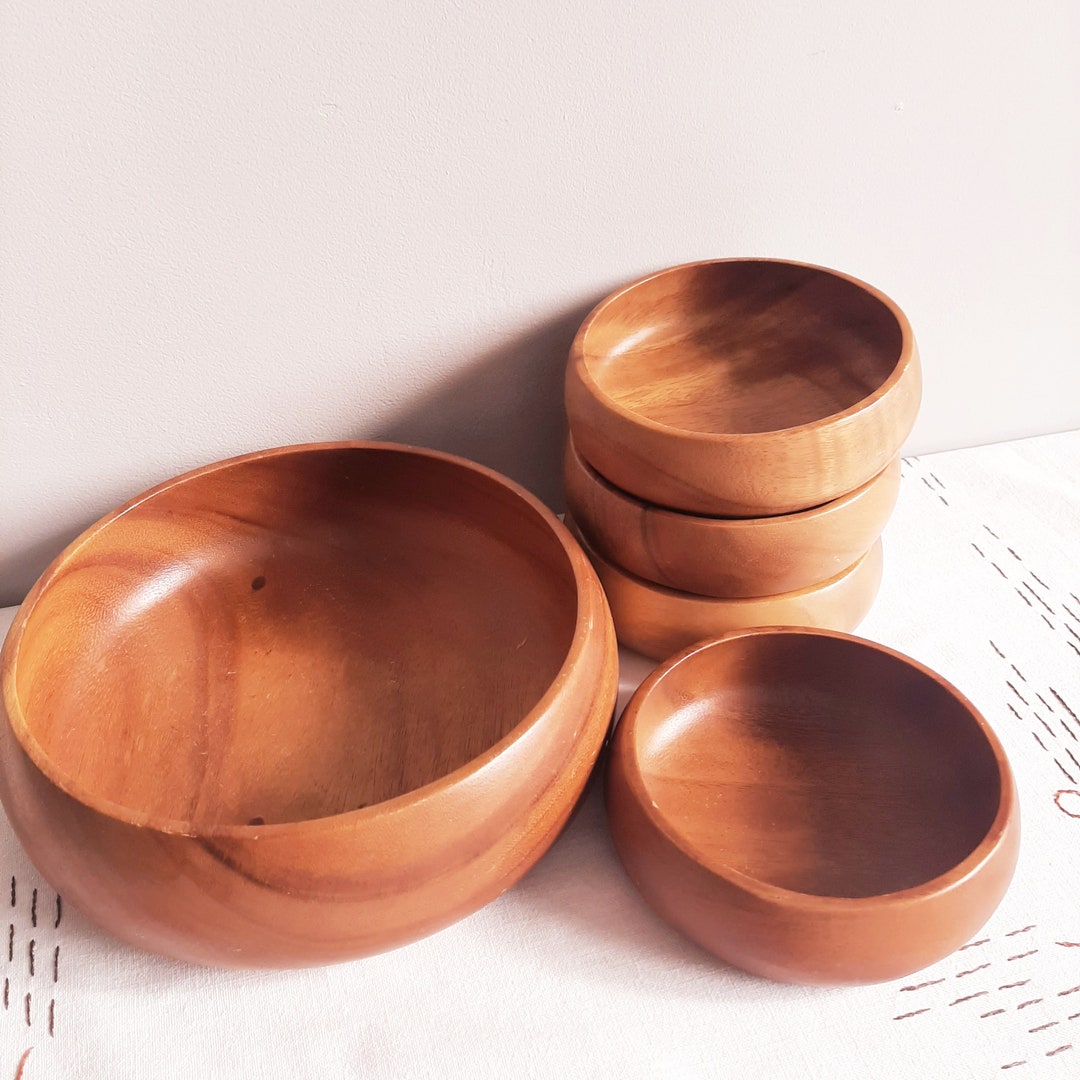 Teak Salad Bowl Set Etsy