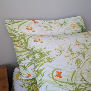 Vintage Sears Butterfly Grass Green Pillowcase Set
