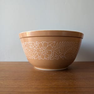 Vintage Pyrex Woodland Rührschüssel Braun Beige Floral