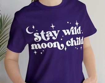 Camicia per bambini Wild Moon, regalo per gli amanti della natura, t-shirt Boho, t-shirt Boho dallo spirito libero