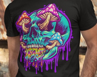 Camisa psicodélica del cráneo de la seta del cráneo del fantasma, regalo para los psicodélicos, camiseta del festival, camiseta Trippy
