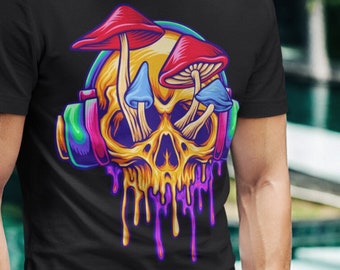 Funky Psychedelic Skull Shirt, regalo para psicodélicos, camiseta del festival, camiseta Trippy