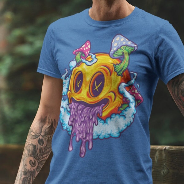 Chemise de champignon psychédélique Smiley, cadeau pour les psychédéliques, T-shirt Festival, T-shirt Trippy