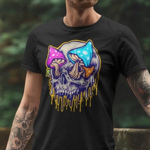 Trippy Pilz Skull Shirt, Geschenk für Psychedelika, Festival T-Shirt, Trippy Tee