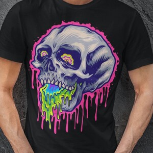 Psychedelischer Stein Schädel Pilz Skull Shirt, Geschenk für Psychedelika, Festival T-Shirt, Trippy Tee
