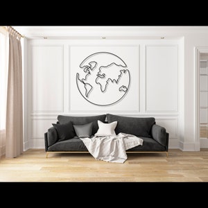 Mapa mundial cortado con láser Mapa mundial de madera Archivos cortados con láser XTOOL DXF SVG descarga digital para vector Silueta de mapa mundial vectorial
