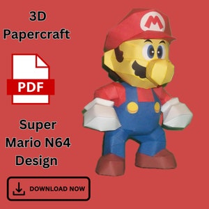 Super Mario N64 Papercraft 3D, Pepakura PDF Template File, Polygonal ...