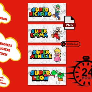 digitales Produkt/ Personalisierte Tassen / personalisieren / Personalisiertes Geschenk / Super Mario Bros Namen Kinder Tasse /