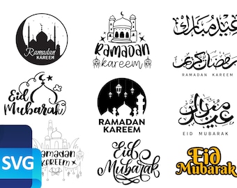 Islam Calligraphy Ramadan Kareem Eid Mubarak SVG vector cut files wall art images poster sticker svg bundle