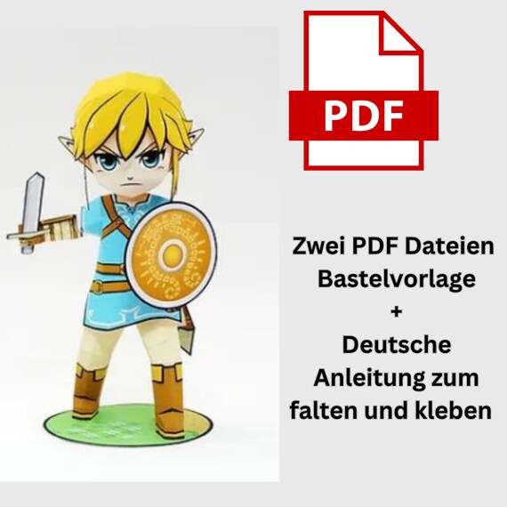 14CM Zelda Link Papercraft 3D Pepakura PDF Template File