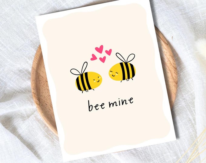 Bee Mine Valentine's Day Card | In Love Card | Valentine's Card for Her Him Wife Husband Boyfriend Fiance | Valentines Gift For Him Her