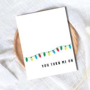 Funny Christmas Card - You Turn Me on Personalized Gift image 1
