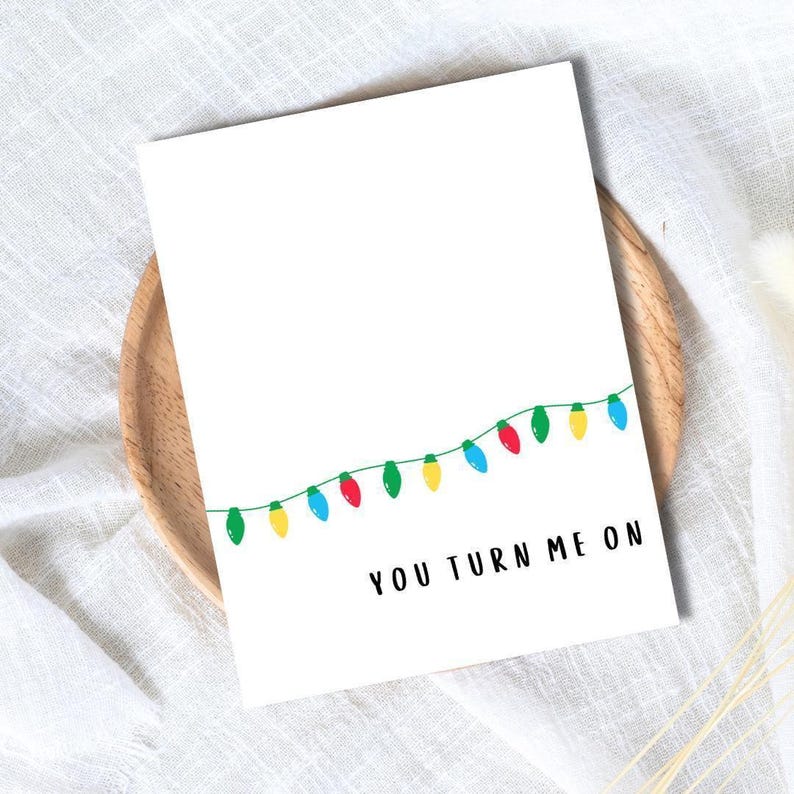 Funny Christmas Card - You Turn Me on Personalized Gift image 1