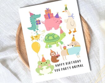 Funny Animal Birthday Card – Party Animal Design