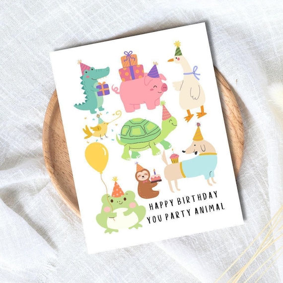 Funny Animal Birthday Card – Party Animal Design