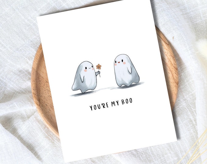 You're My Boo | Spooky Love Halloween Card Birthday Card For Husband Wife Boyfriend Girlfriend Couples Partner Funny Birthday Card