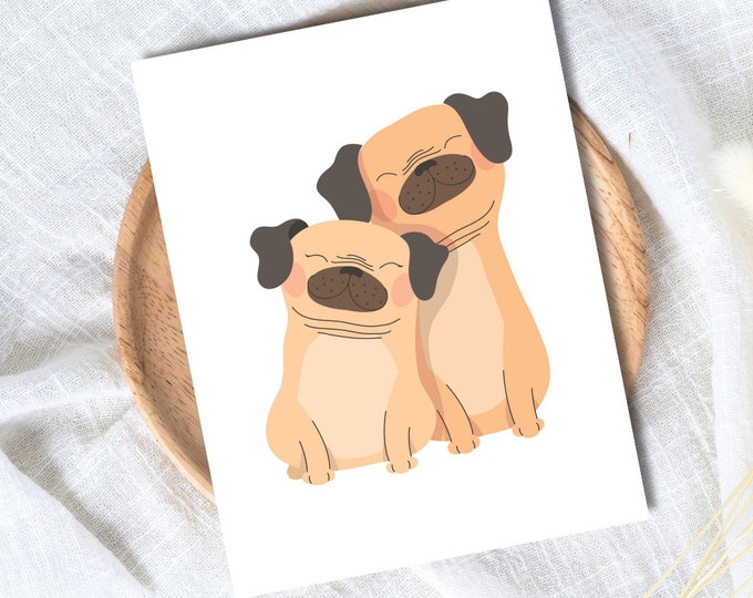 Pug Love Card | Card For Pet Owner | Pug Card | Anniversary Card for Wife Husband | Valentines Card For Her Him